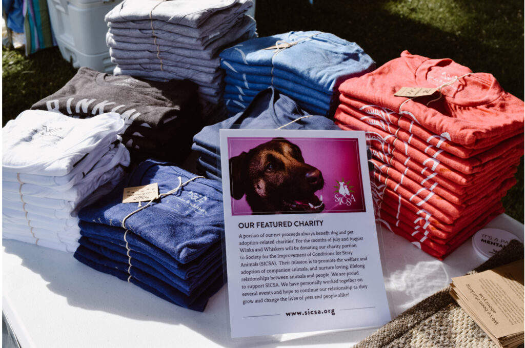 Shirts for sale at an event