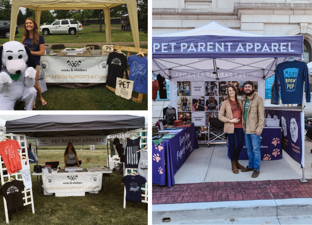 Varying tent setups selling at events